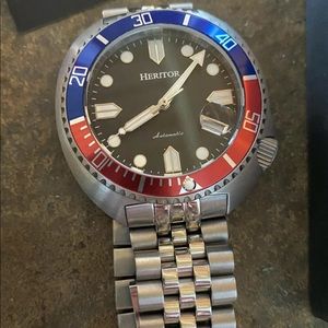 Heritor Automatic Black Dial Pepsi Bezel Men's Watch